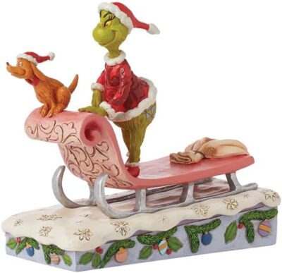 Enesco Jim Shore Dr. Seuss The Grinch Petting Reindeer Max Figurine, 5.5 Inch, Multicolor＿並行輸入品 Enesco Dr. Seuss Grinch by Jim Shore Santa Grinch with Max Riding
